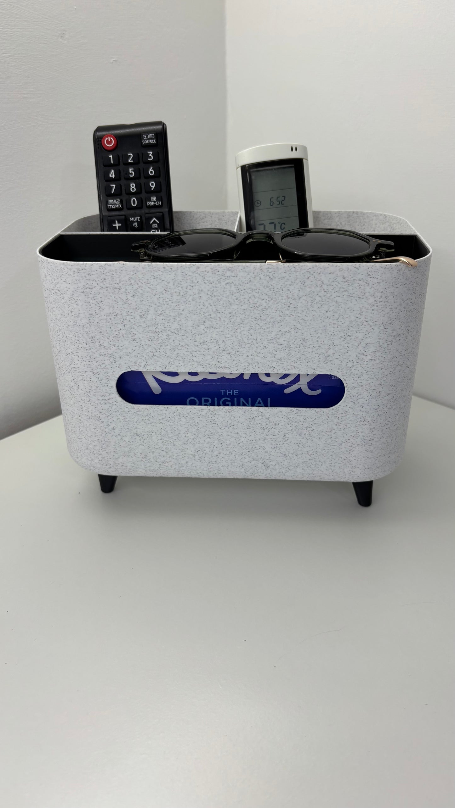 Organizer Box mit Taschentuchspender – Ordnungsbox für Wohnzimmer, Büro & Schreibtisch