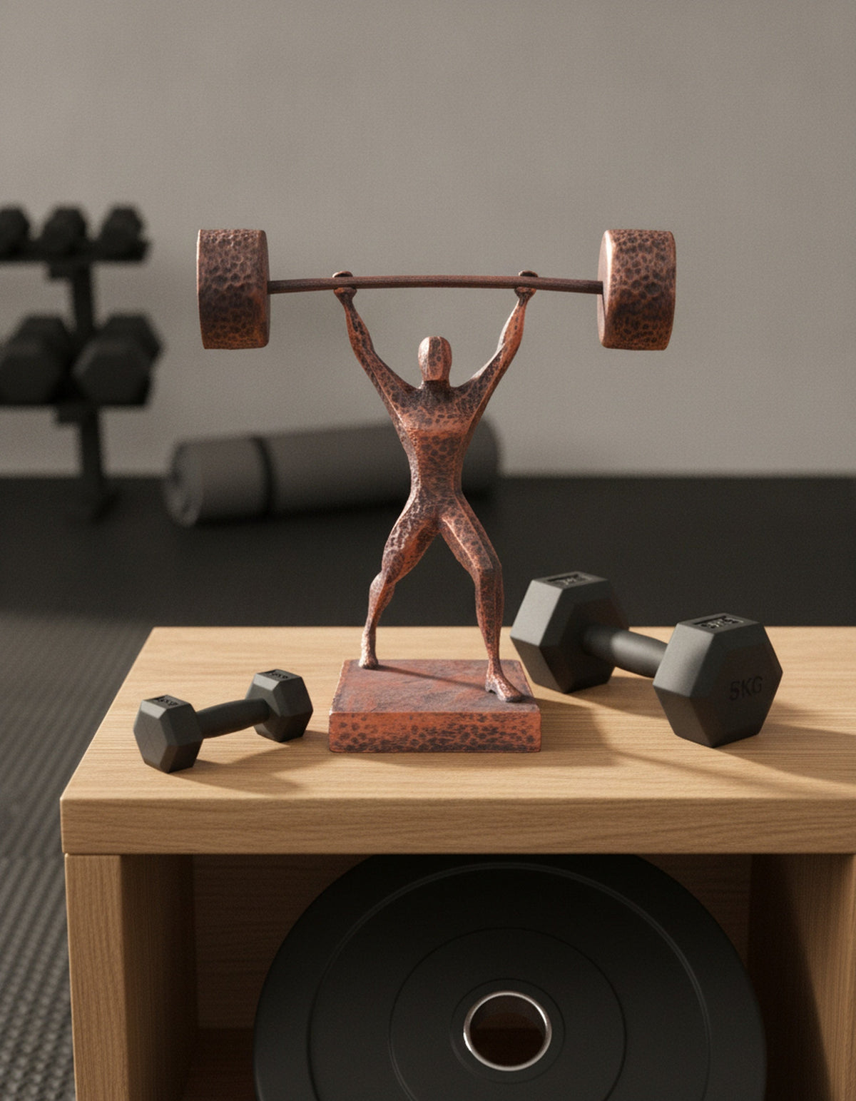 Handbemalte Gewichtheber-Statue als Geschenk für Sportler, Fitness-Deko fürs Home Gym von Münch3D