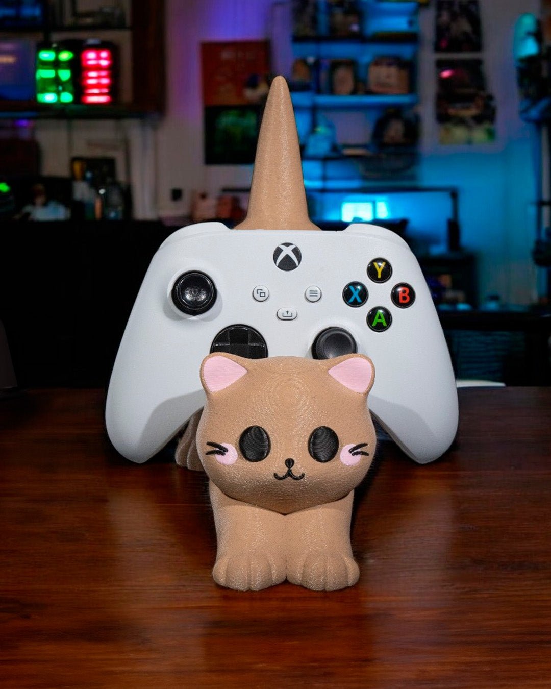 Katzen Handy- & Controller-Halter für Gamer & Katzenfans - physisches 3D-Modell, Ansicht 2