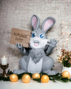 Witzige Hasenfigur Wrong Way – Der lustige Wegweiser für Ostern (22cm) - physisches 3D-Modell, Ansicht 1