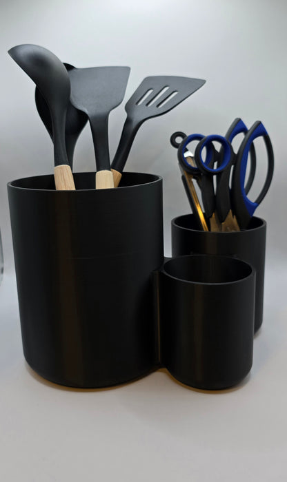 Moderner Küchenutensilienhalter mit 3 Fächern – Stylisches Organizer-Design für Ordnung in der Küche
