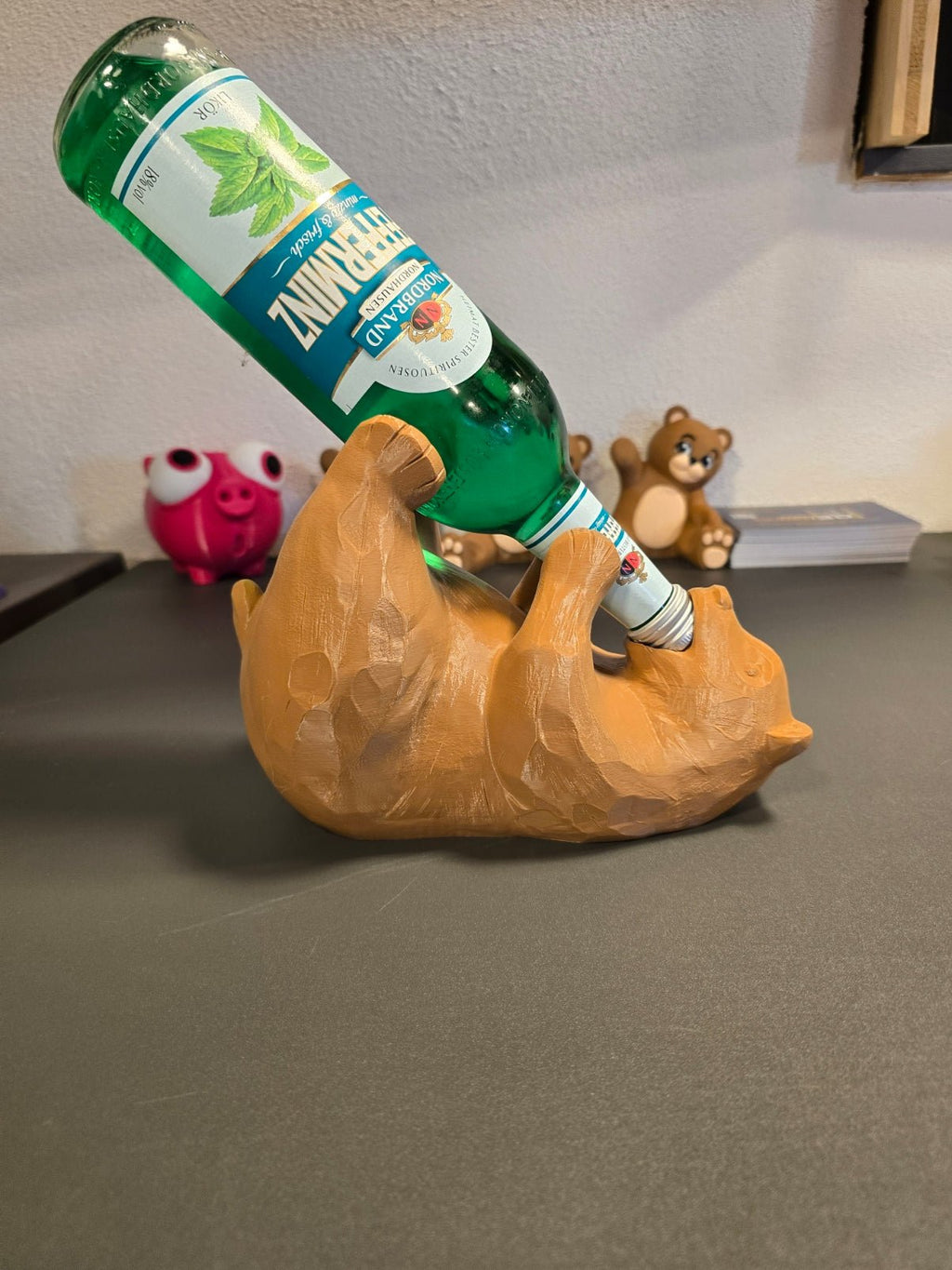 Lustiger Bären-Flaschenhalter physisches 3D-Modell, Ansicht 4