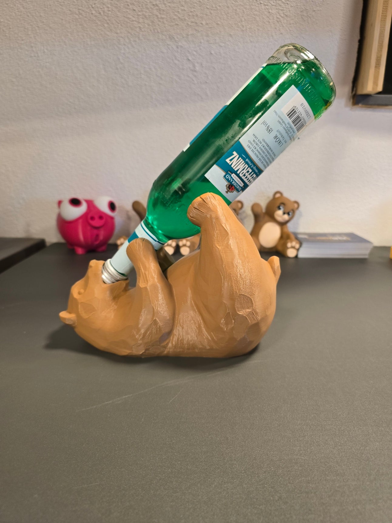 Lustiger Bären-Flaschenhalter physisches 3D-Modell, Ansicht 5
