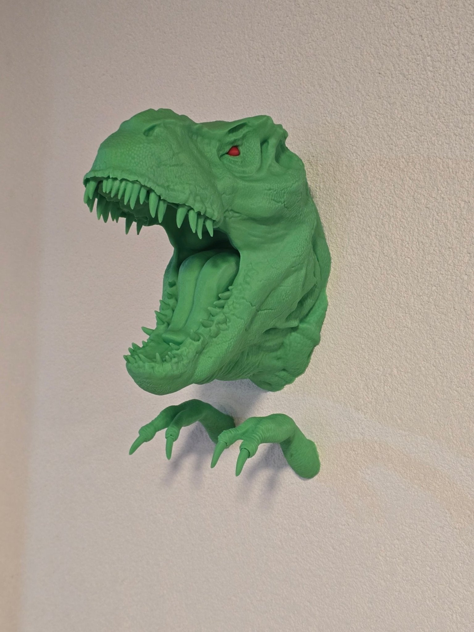 T-Rex Wandhalterung für Headset mit wählbarer Augenfarbe - physisches 3D-Modell, Ansicht 4