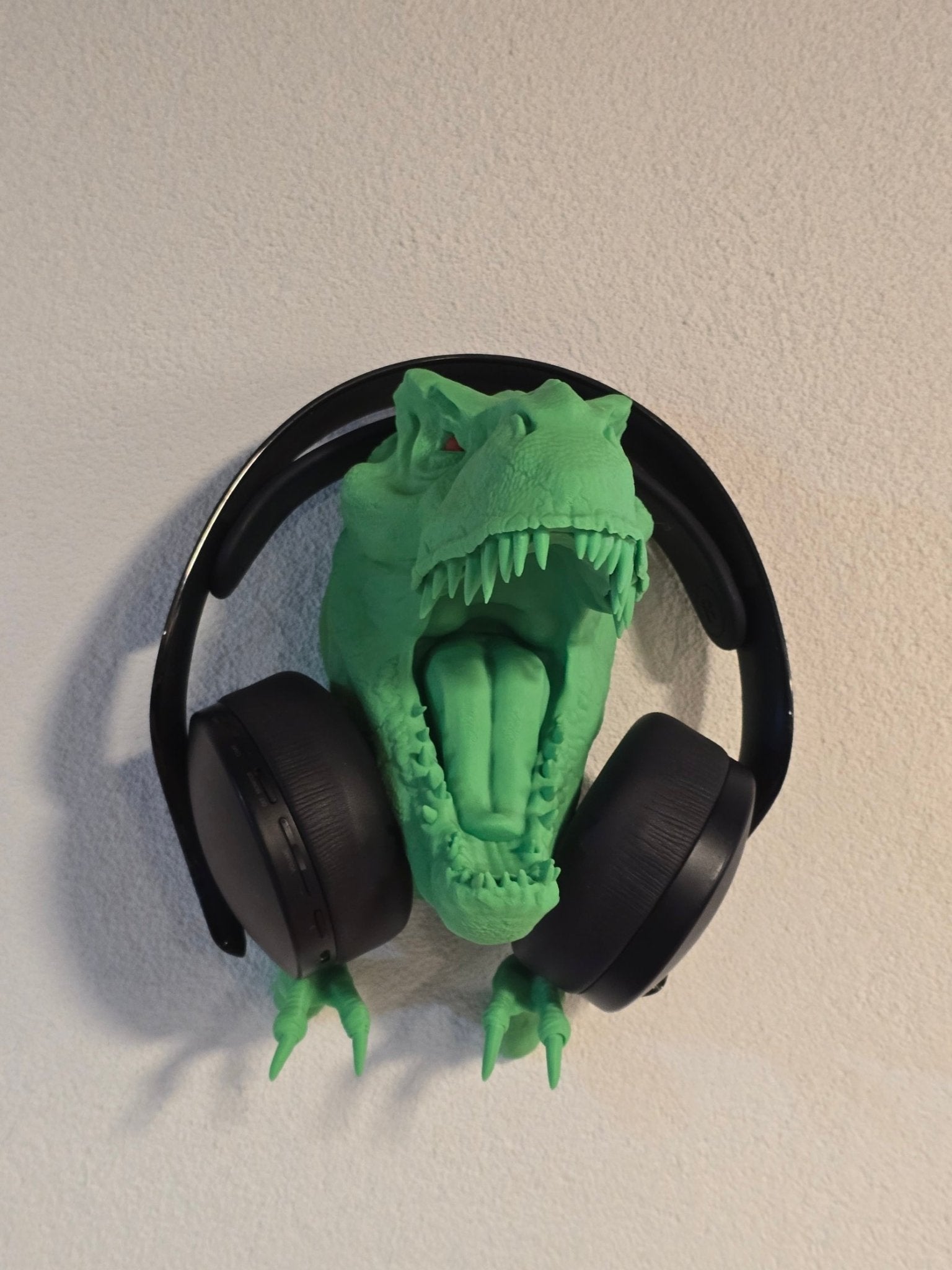T-Rex Wandhalterung für Headset mit wählbarer Augenfarbe - physisches 3D-Modell, Ansicht 2