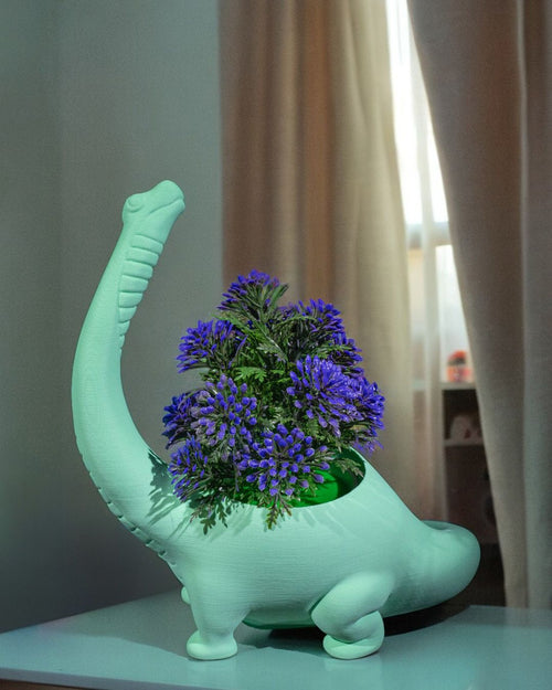 Dinosaurier Blumentopf Brachiosaurus – Deko in Wunschfarbe - physisches 3D-Modell, Ansicht 2