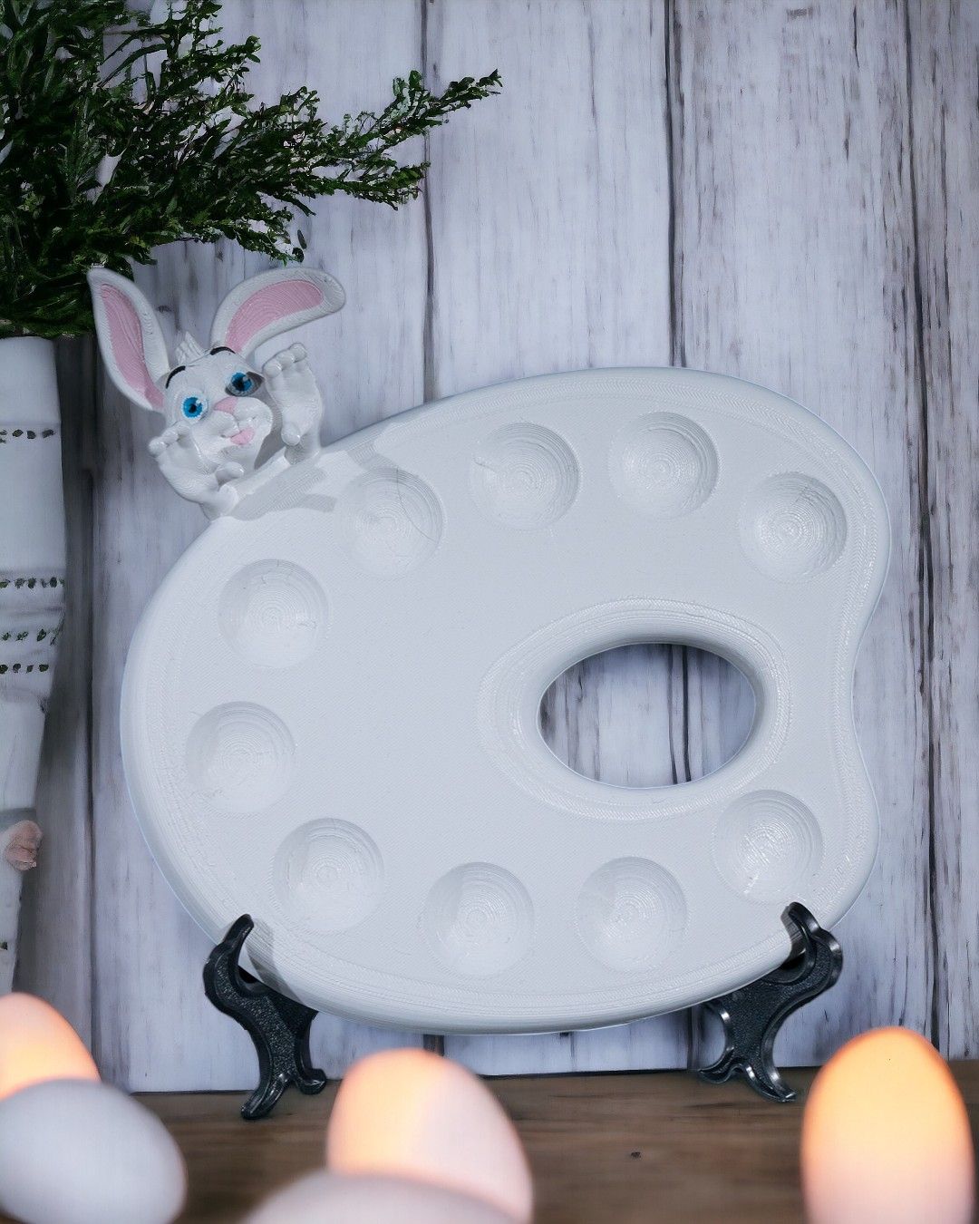 Künstler-Mischpalette Kreativ-Hase Malzubehör für Ostern (25cm) - physisches 3D-Modell, Ansicht 2