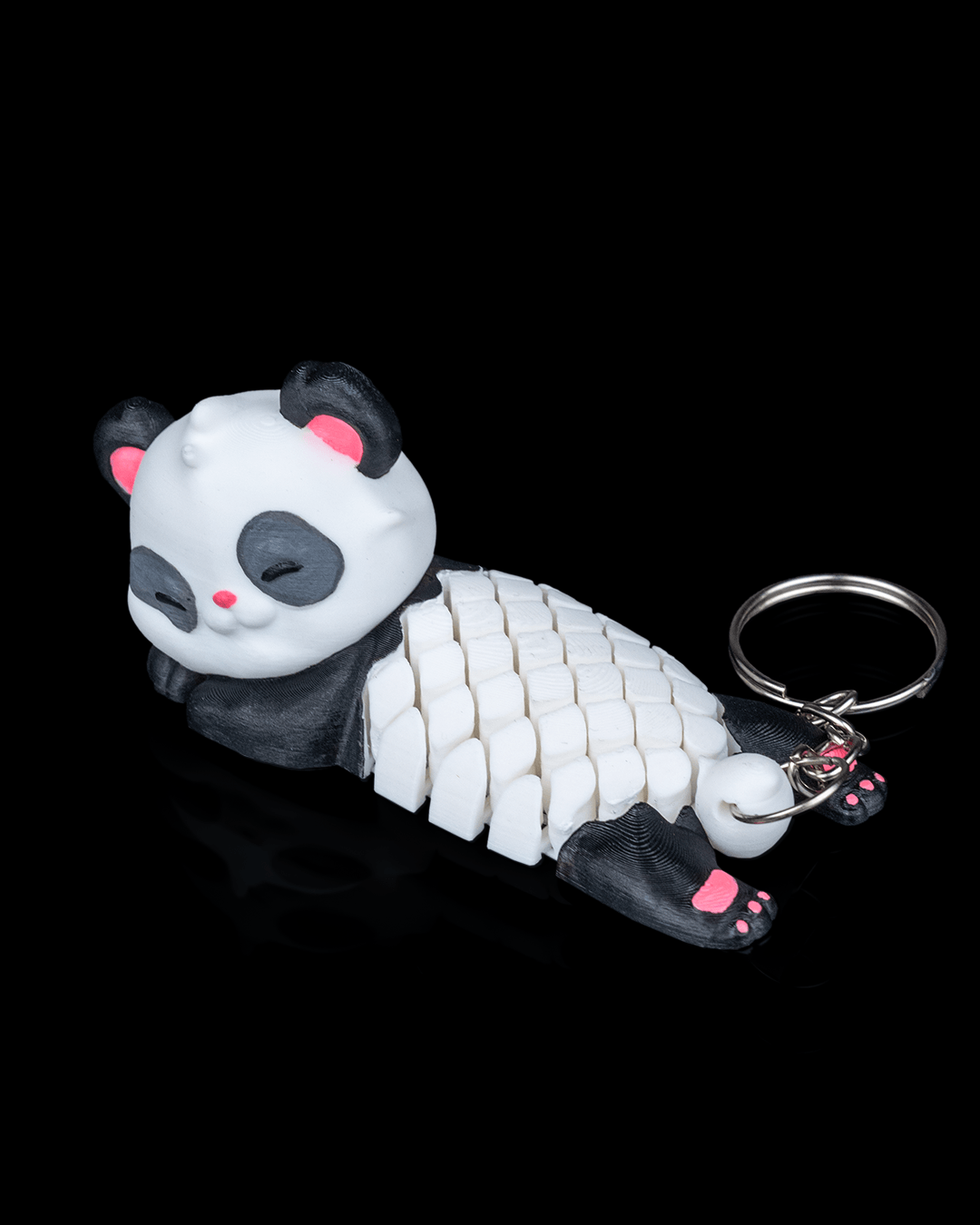 Pandafigur Schlüsselanhänger aus mehreren Gliedern

