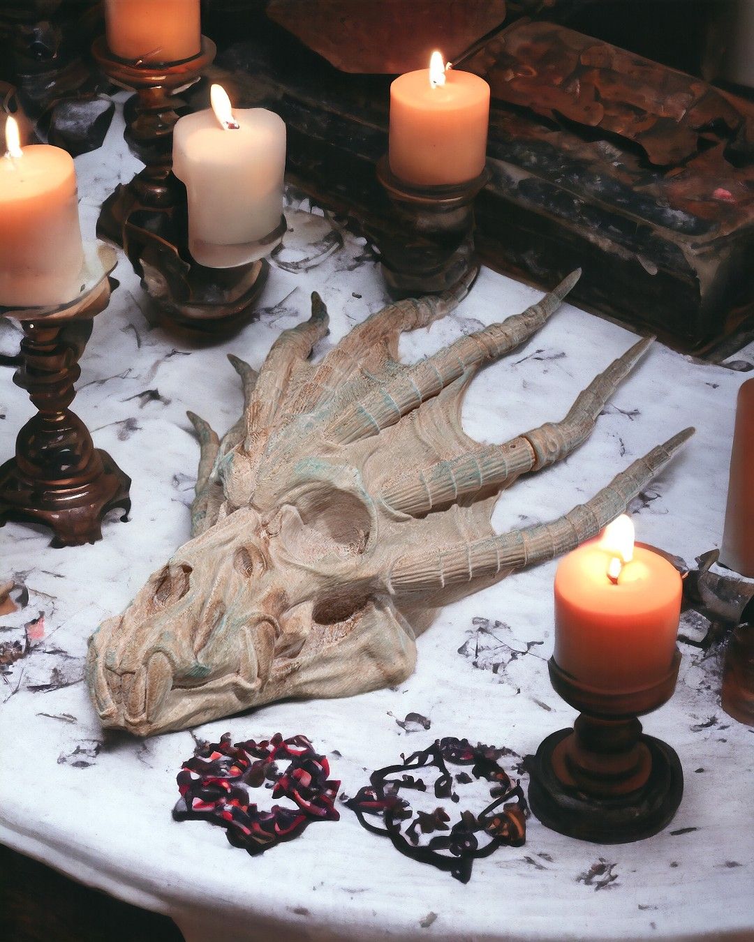 Stachel Drachenschädel Wanddeko Spiky Dragon (27 cm) - physisches 3D-Modell, Ansicht 1