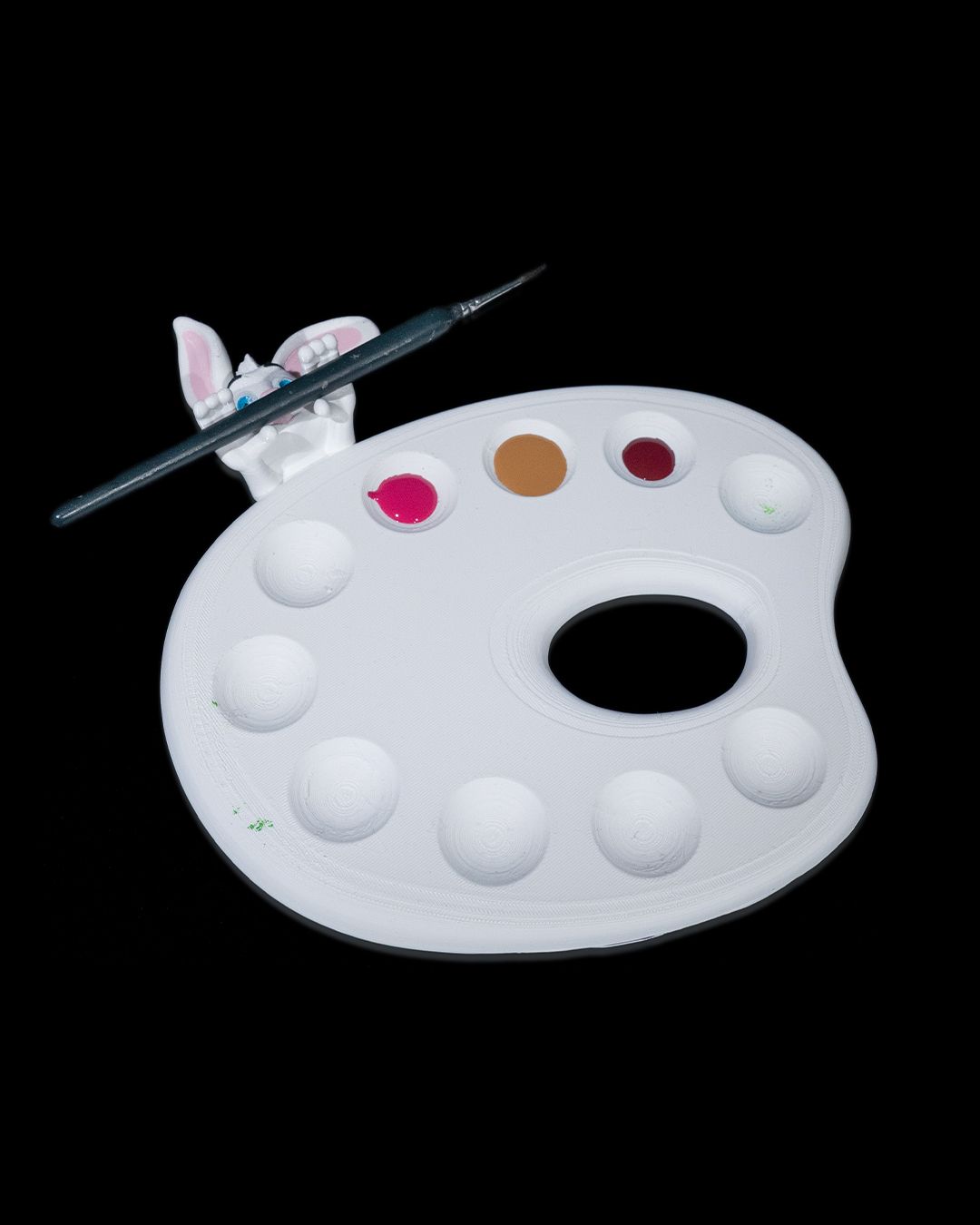 Künstler-Mischpalette Kreativ-Hase Malzubehör für Ostern (25cm) - physisches 3D-Modell, Ansicht 3