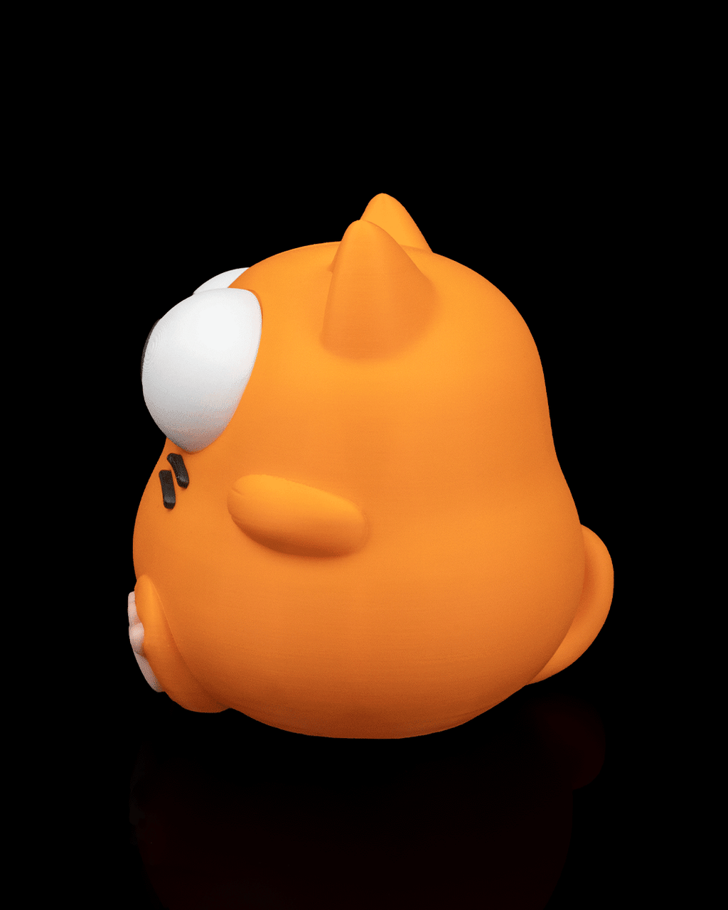 Niedliche Spardose Katze mit großen Augen (Orange) - physisches 3D-Modell, Ansicht 3