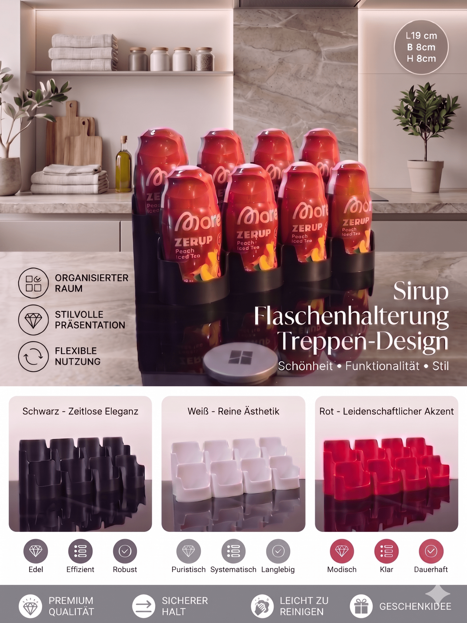 Treppen-Organizer für 8 Flaschen – passend für More Nutrition Zerup