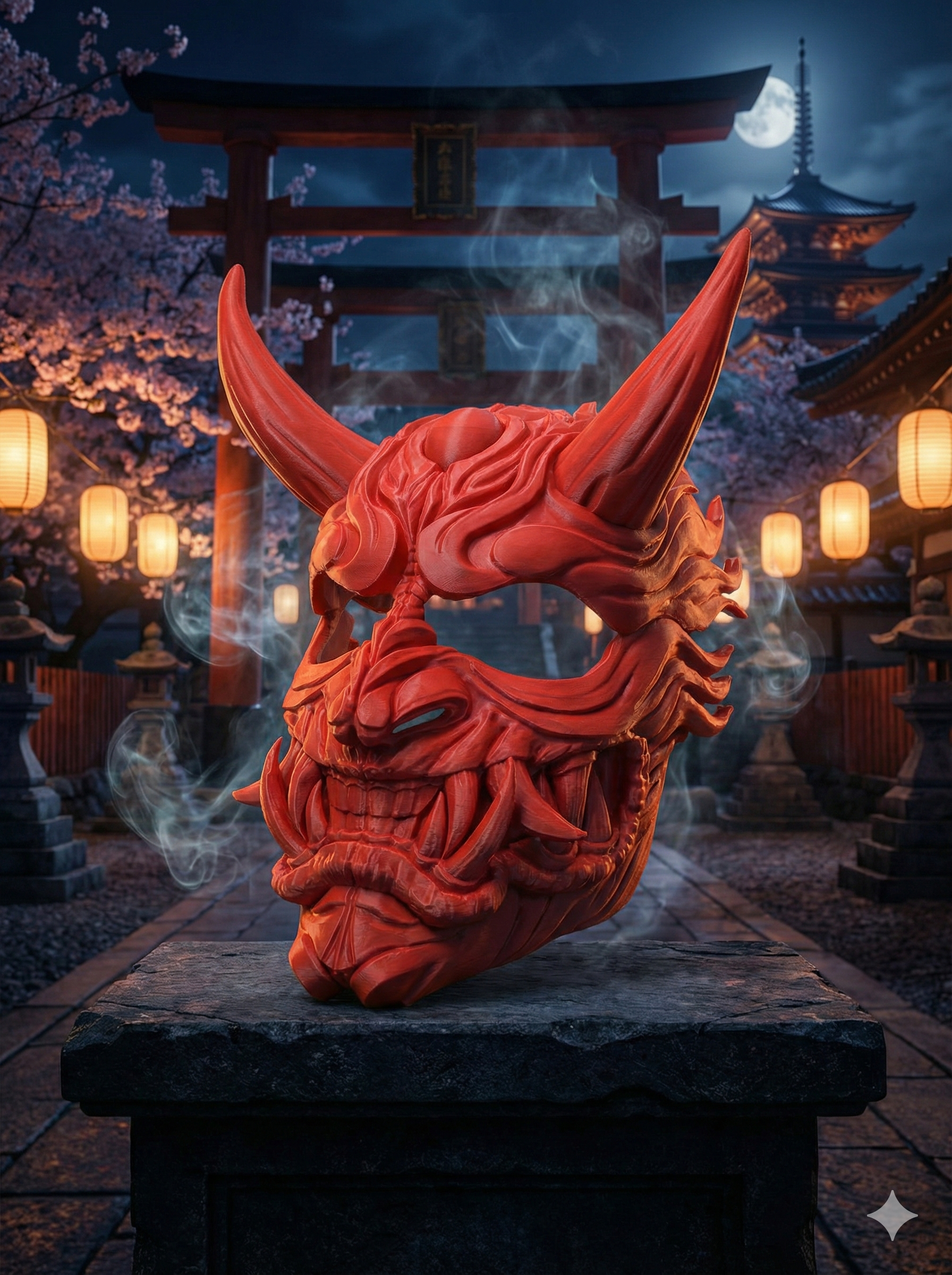 Japanese Oni Mask The Demon 48 cm Wall Decoration &amp; Cosplay