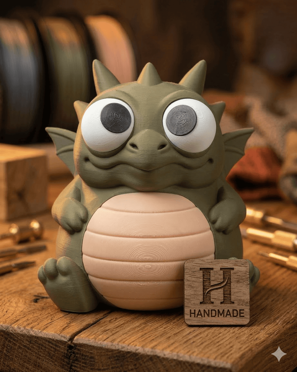 Drachen Sparschwein Cashling – Detailreiches Deko-Sparschwein - physisches 3D-Modell, Ansicht 2