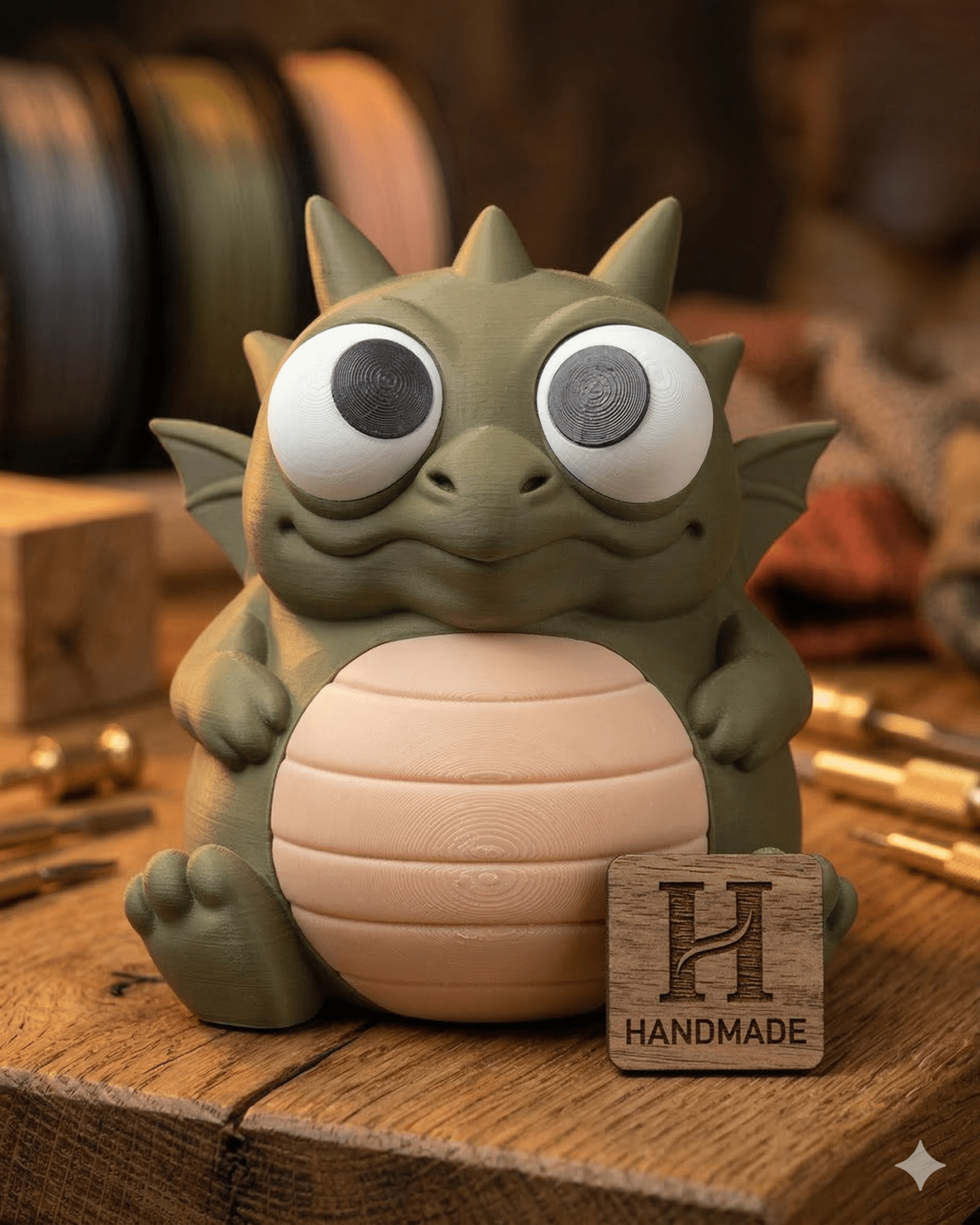 Drachen Sparschwein Cashling – Detailreiches Deko-Sparschwein - physisches 3D-Modell, Ansicht 2