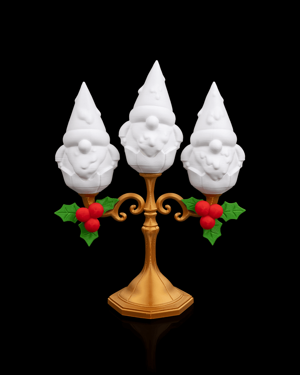LED Wichtel Kerzenständer Tischlampe Gnomedelabra 3-flammig 25 cm - physisches 3D-Modell, Ansicht 7