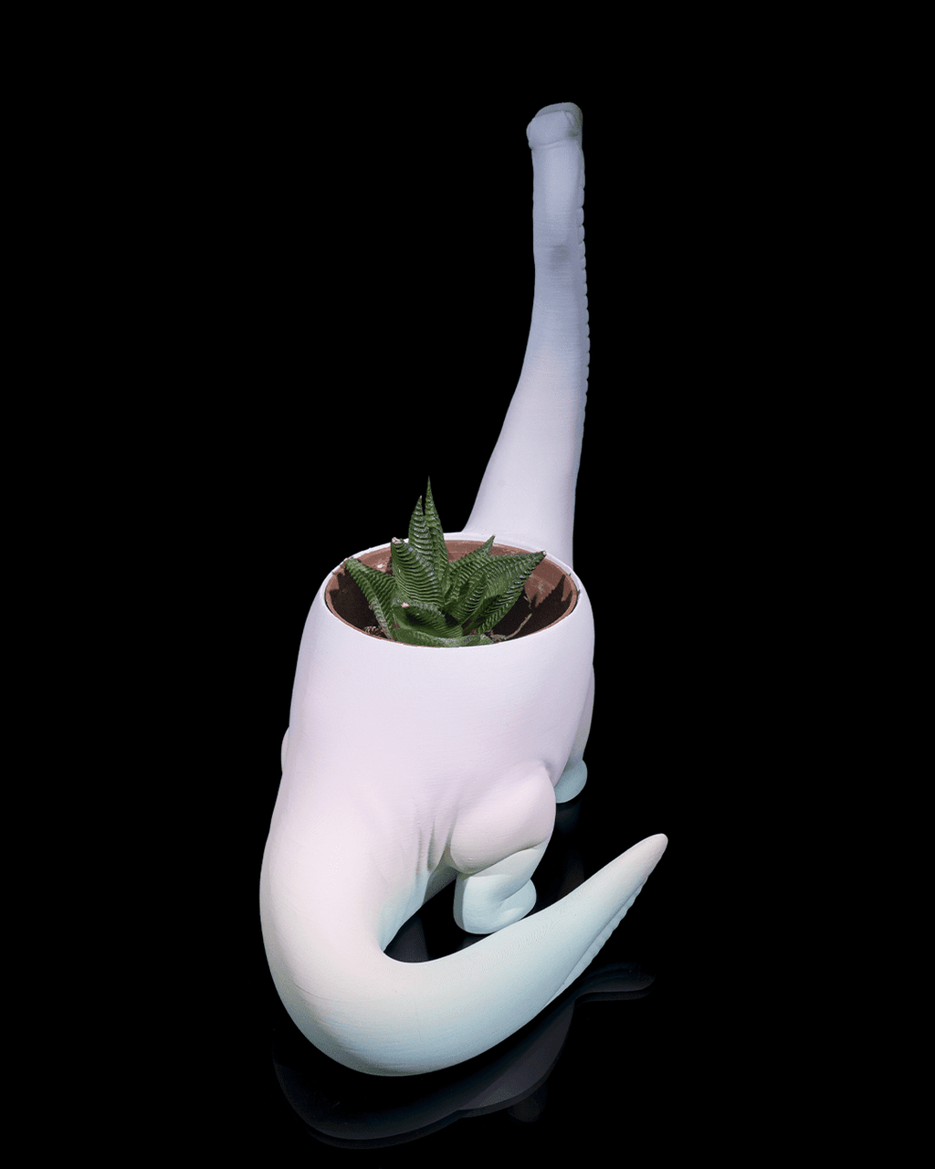 Dino Pflanztopf Lang hals Süße Deko in Wunschfarbe - physisches 3D-Modell, Ansicht 5