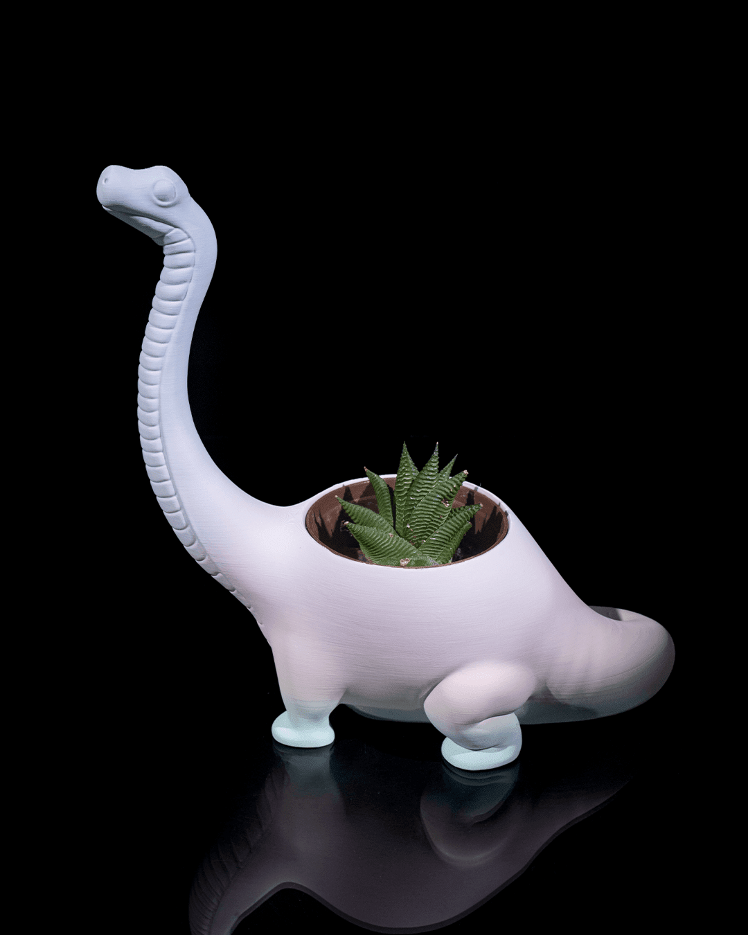 Dino Pflanztopf Lang hals Süße Deko in Wunschfarbe - physisches 3D-Modell, Ansicht 6