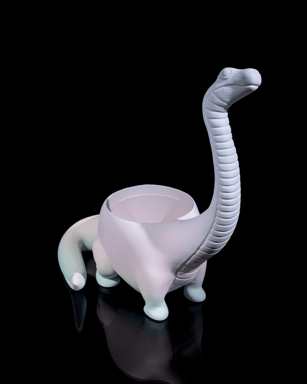 Dino Pflanztopf Lang hals Süße Deko in Wunschfarbe - physisches 3D-Modell, Ansicht 7