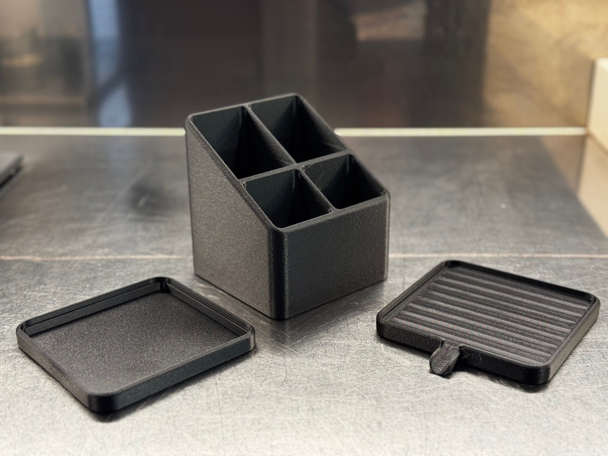 Spüle Organizer mit Abtropffläche | Modularer Besteckhalter | 10x10x12 cm - physisches 3D-Modell, Ansicht 6