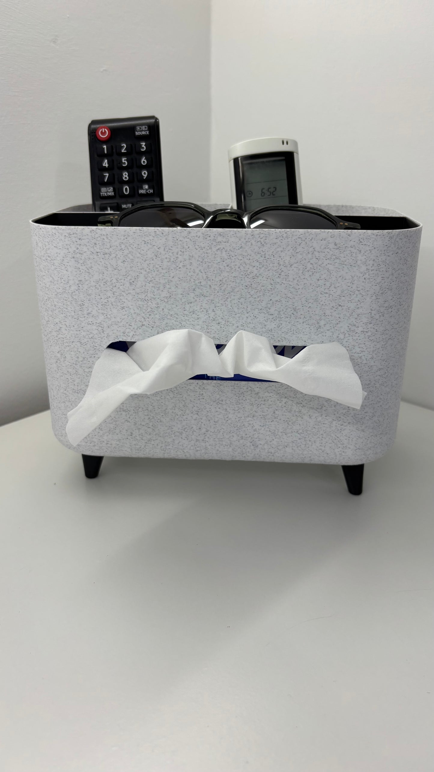 Organizer Box mit Taschentuchspender – Ordnungsbox für Wohnzimmer, Büro & Schreibtisch