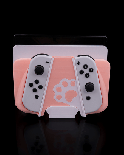 Kitty Loaf Dock-Cover für Nintendo Switch – Niedliche Cat-Loaf-Halterung & Organizer für Gamerinnen – Pink & Weiß