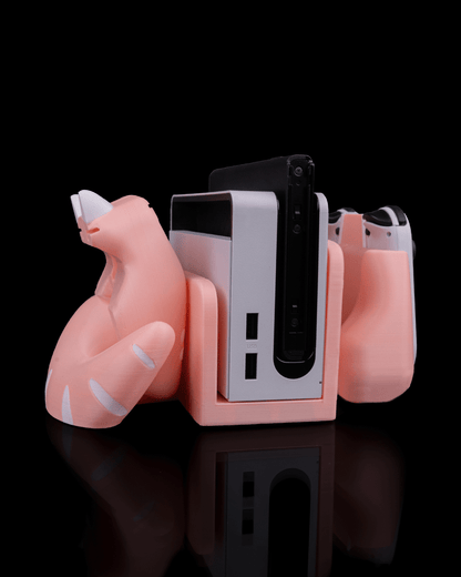 Kitty Loaf Dock-Cover für Nintendo Switch – Niedliche Cat-Loaf-Halterung & Organizer für Gamerinnen – Pink & Weiß