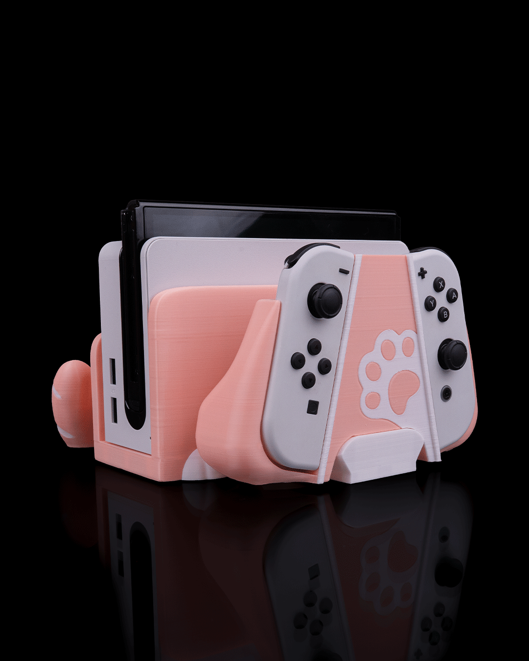 Kitty Loaf Dock-Cover für Nintendo Switch – Niedliche Cat-Loaf-Halterung & Organizer für Gamerinnen – Pink & Weiß
