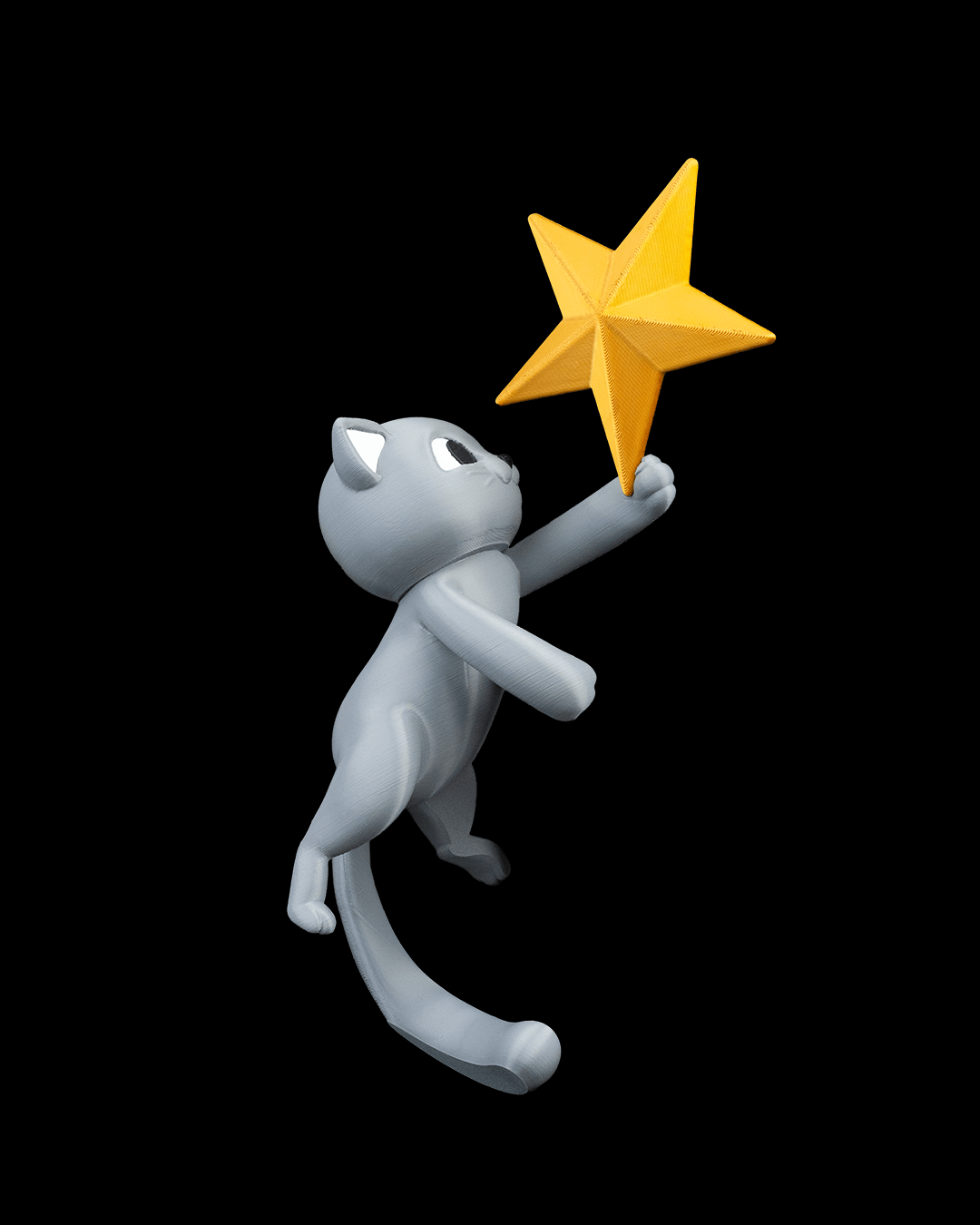 Christbaumspitze Kletternde Katze mit goldenem Stern 27 cm