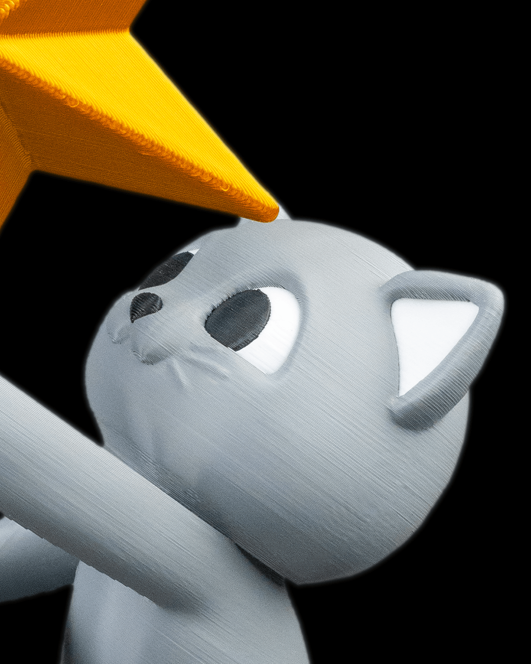 Christbaumspitze Kletternde Katze mit goldenem Stern 27 cm