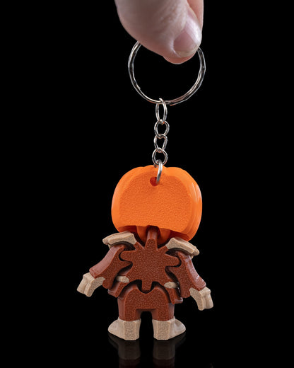 Beweglicher Kürbismännchen-Schlüsselanhänger aus PLA, ca. 6 cm hoch, Halloween-Design, ideal für Schlüssel, Taschen und Halloween-Deko