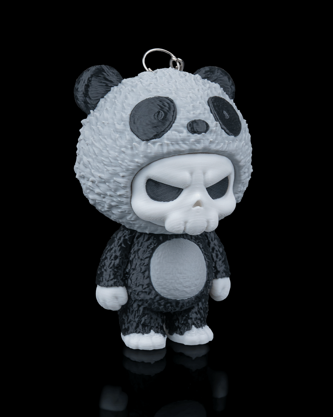 Skubbies Babuu Figur | Der düster-niedliche Panda-Skelett-Schlüsselanhänger | Limitierte 3D-gedruckte Kunstfigur