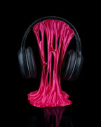 Rückansicht des Sticky-Splash Headset-Halters mit Headset


