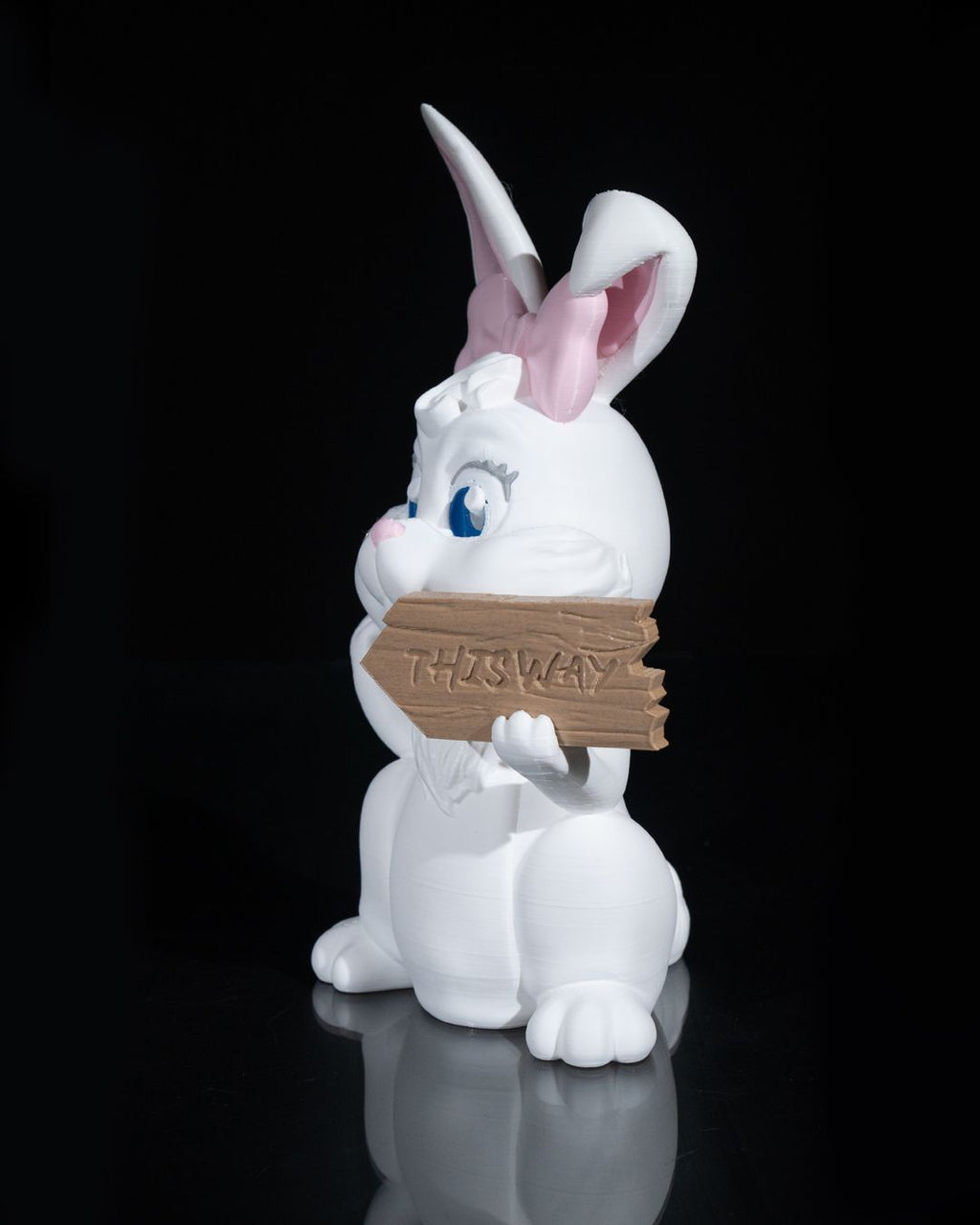 Charmante Hasen-Dame This Way Wegweiser-Figur für Ostern (22cm) - physisches 3D-Modell, Ansicht 5