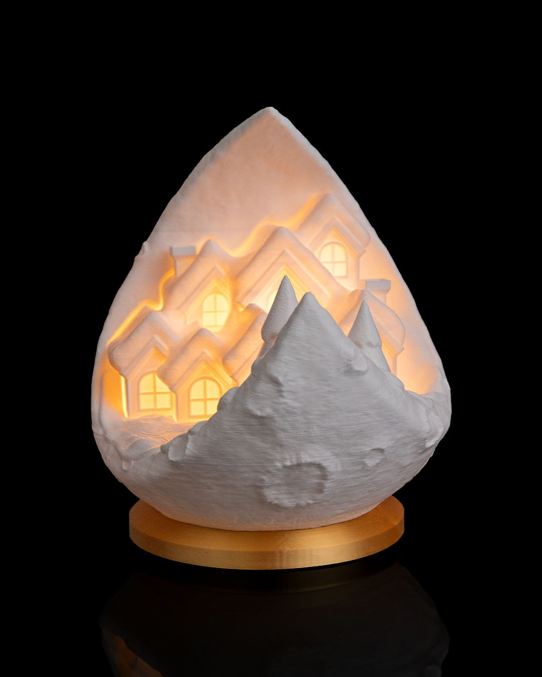 LED Mond Lampe Village on the Moon mit Winterdorf 14 cm