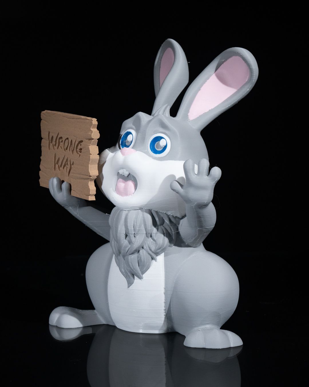 Witzige Hasenfigur Wrong Way – Der lustige Wegweiser für Ostern (22cm) - physisches 3D-Modell, Ansicht 6