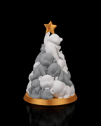 Beary Christmas Bären-Weihnachtsbaum, weitere leicht gedrehte Ansicht mit goldenem Stern und Sockel – Münch3D