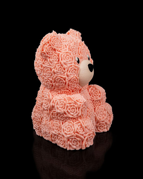 Blumenbär aus Rosen-Textur, Seitenansicht 15 cm – Münch3D Kraichtal