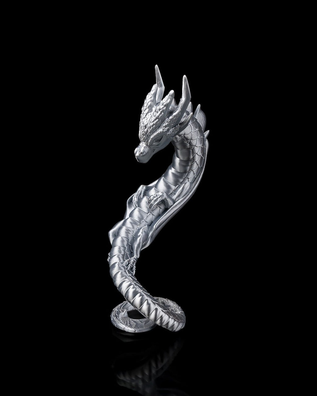 Silber-Drache Einzelansicht, Teil der Herz-Skulptur – Münch3D 3D-Druck