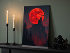 Echtes Produktfoto des Designs 1 – Gothic-Schloss im Blutmond als Acrylglas-Wandbild an der Wand, UV-Druck mit Relief-Textur