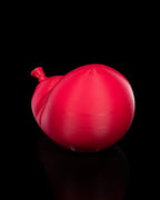 Roter Luftballon-Handyhalter ohne Smartphone, Ansicht von der anderen Seite mit Ballonknoten links