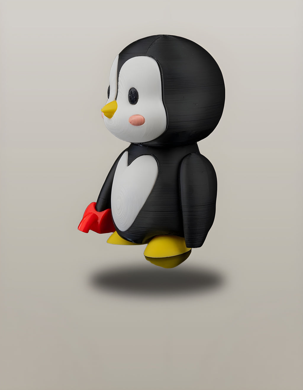 Einzelne Pinguin-Figur mit Herzschloss-Hälfte, freigestellt, Seitenansicht – Münch3D