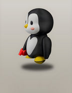 Einzelne Pinguin-Figur mit Herzschloss-Hälfte, freigestellt, Seitenansicht – Münch3D