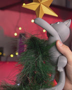 Christmas tree topper Climbing cat with golden star 27 cm