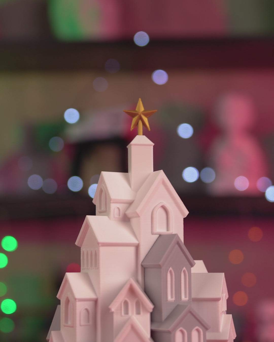 LED Winterdorf Tischlampe – Winter Village Turm Deko 19 cm