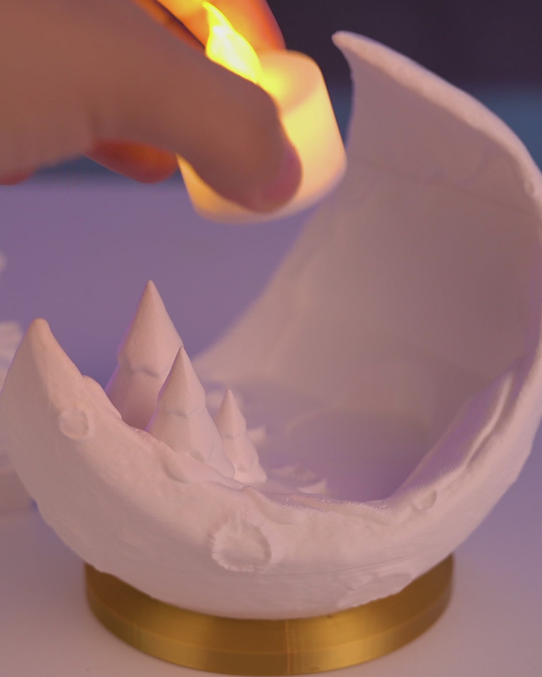 LED Mond Lampe Village on the Moon mit Winterdorf 14 cm