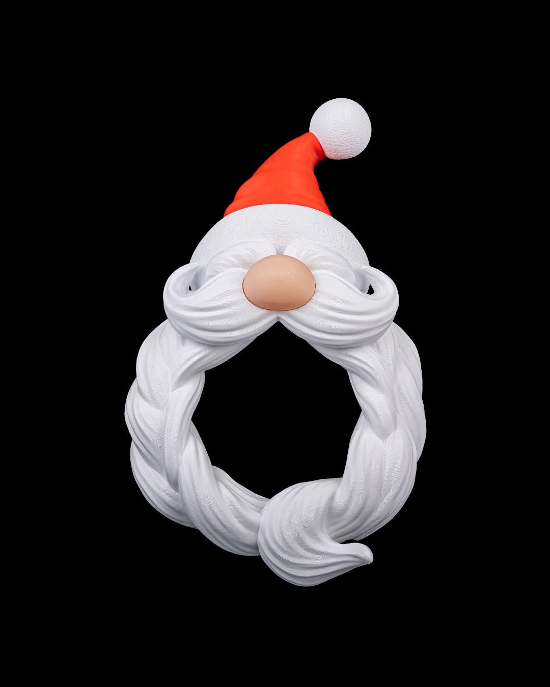 Weihnachtsmann Türkranz Santa's Welcome, Frontalansicht vor schwarzem Studiohintergrund, 33 cm – Münch3D