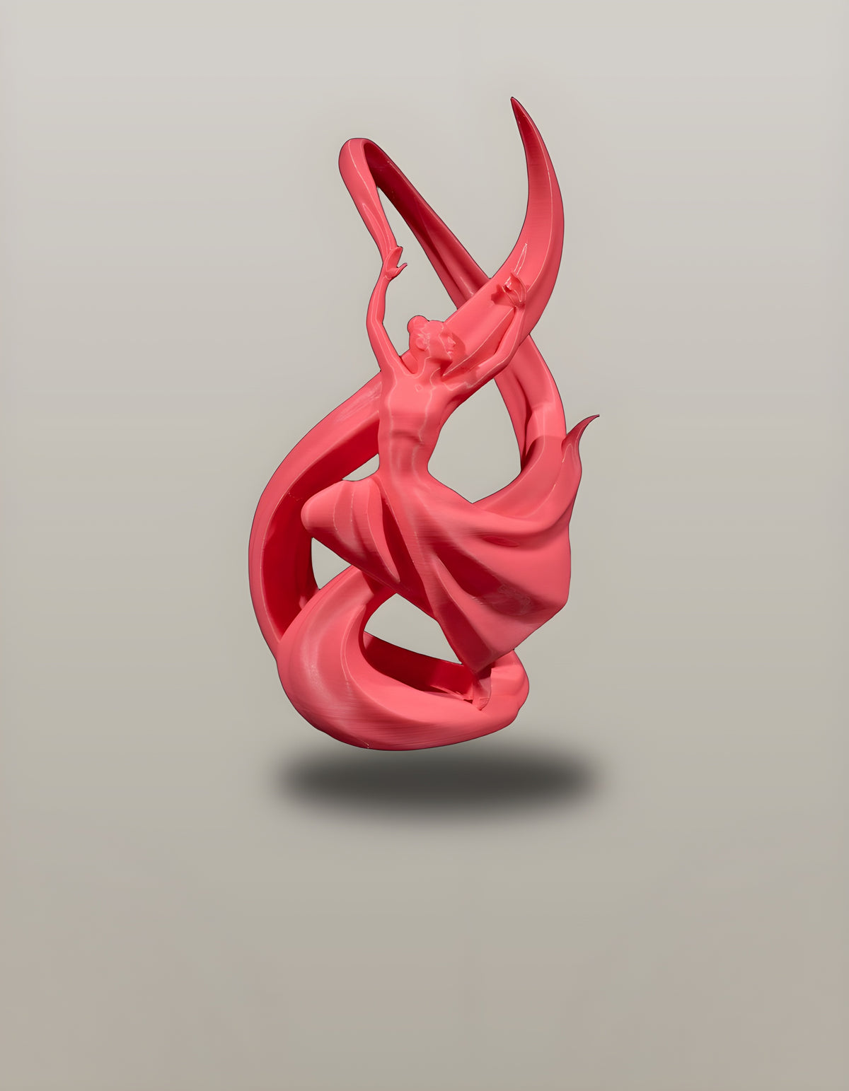 Tänzerin-Weinflaschenhalter freigestellt, Figur mit erhobenen Armen und wehendem Schleier – Münch3D