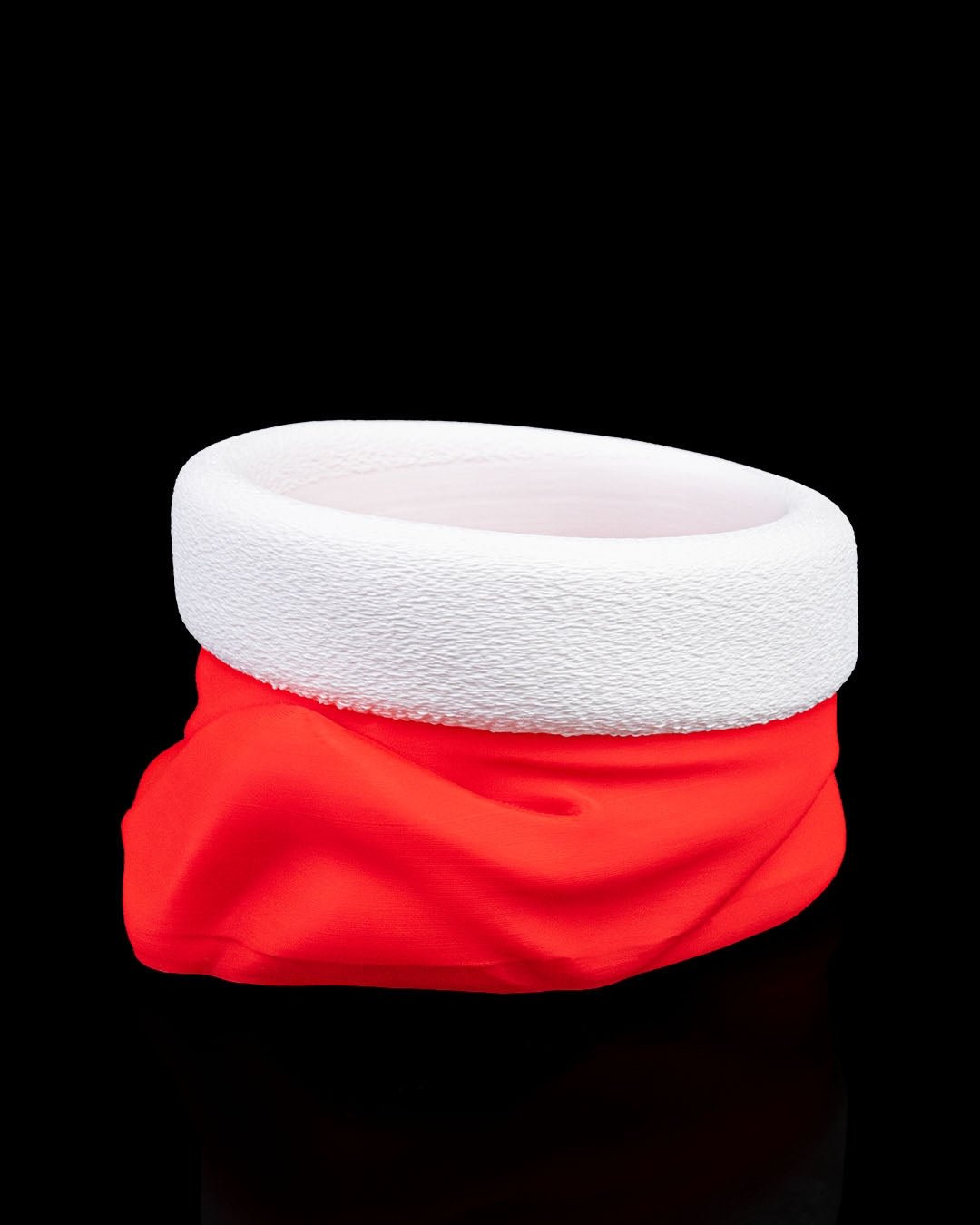 Weihnachtsmann Mütze Schale leer, frontal ohne sichtbaren Bommel, rot-weiße PLA-Schale – Münch3D