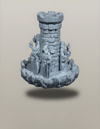 Würfelturm Zauberer freigestellt, Ansicht mit sichtbarer Öffnung im Sockel – Münch3D
